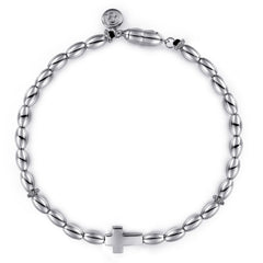 925 Sterling Silver Beaded Cross Bracelet thumbnail 1