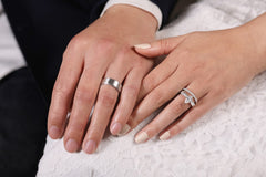 14K White-Yellow Gold 8mm Two Tone Men's Wedding Band in Satin Finish thumbnail 6