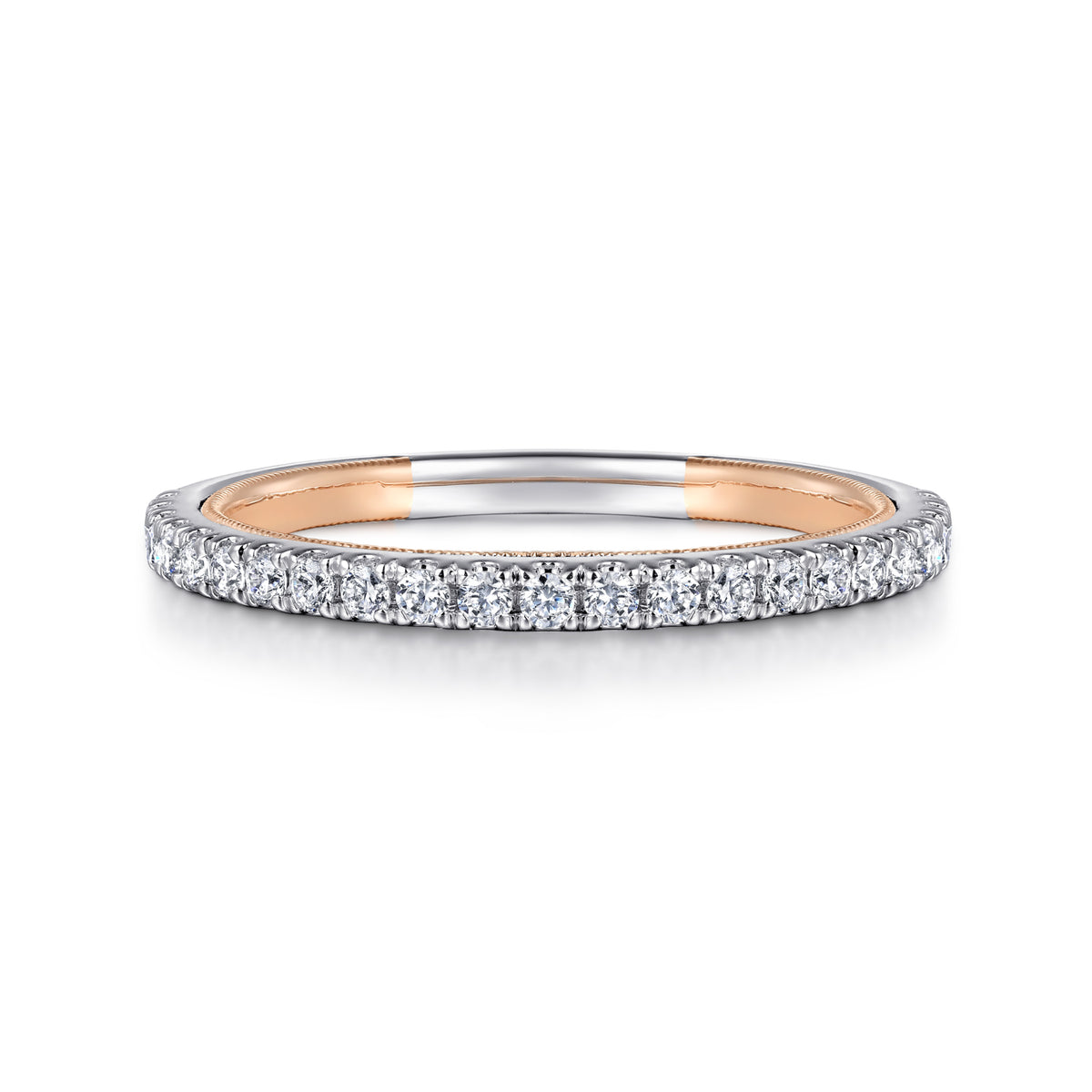 14K Rose Gold Diamond Matching Wedding Band - View 1