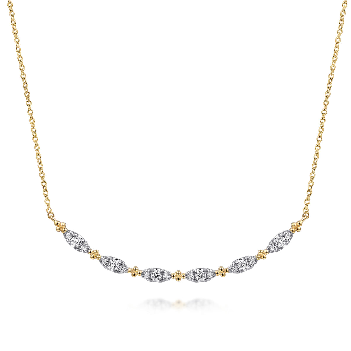 14K Yellow Gold Diamond Bar Necklace - View 1
