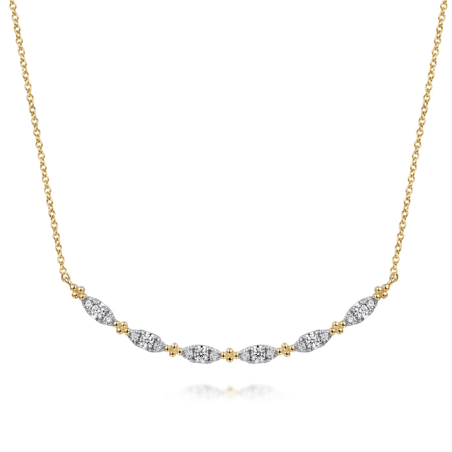 14K Yellow Gold Diamond Bar Necklace