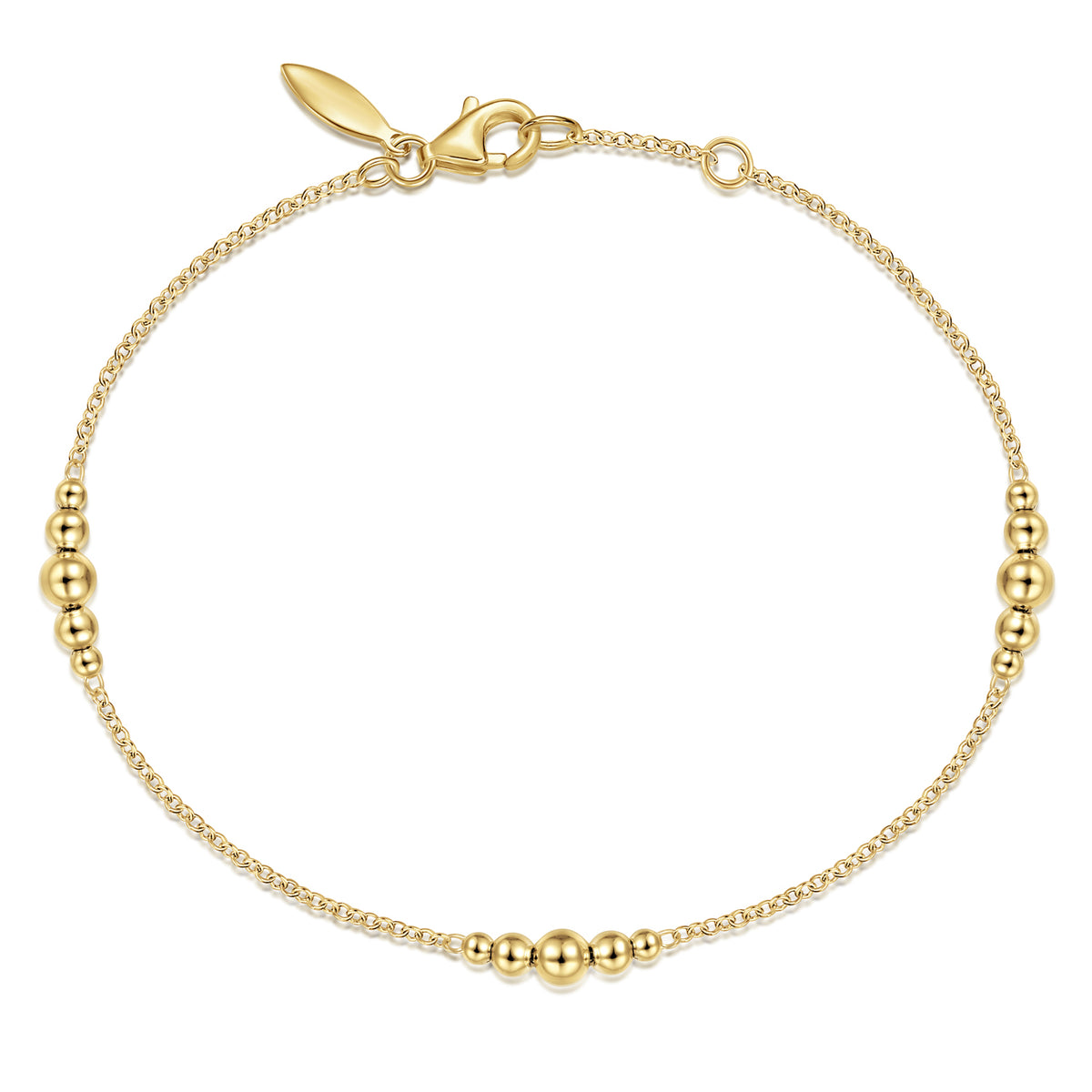 14K Yellow Gold Beaded Stations Bracelet - View 1