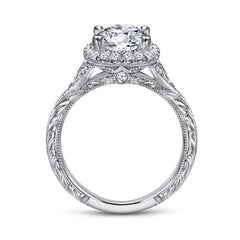Vintage Round Halo Diamond Engagement Ring thumbnail 2