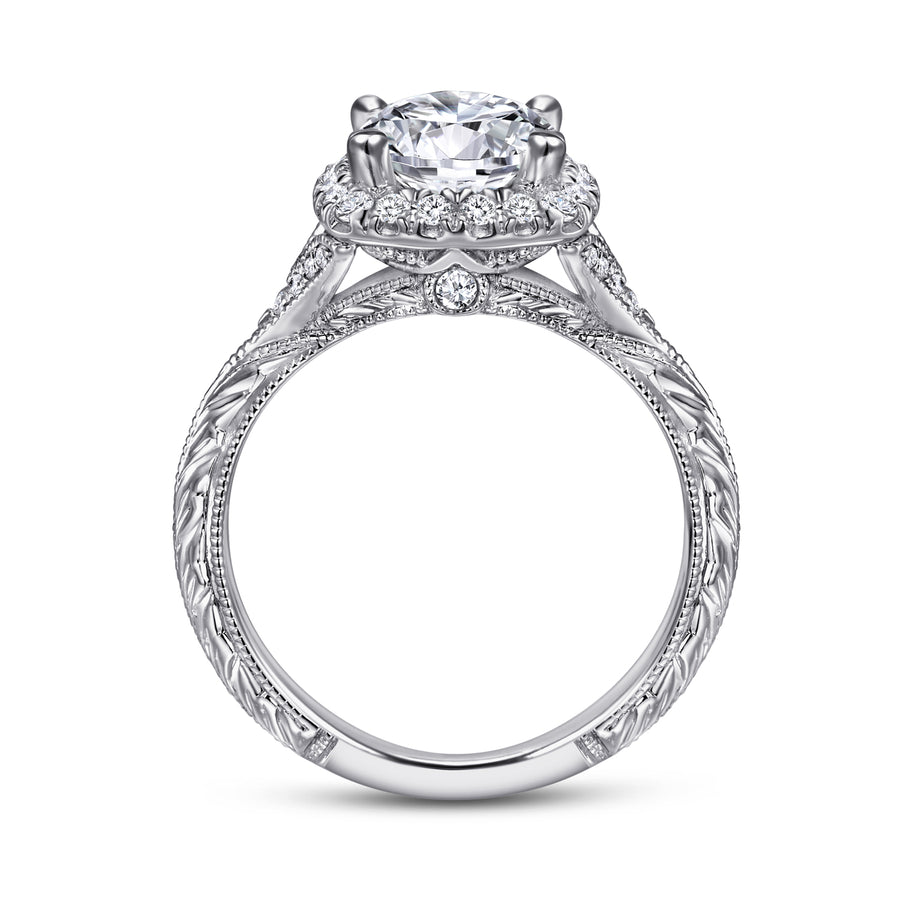 Vintage Round Halo Diamond Engagement Ring