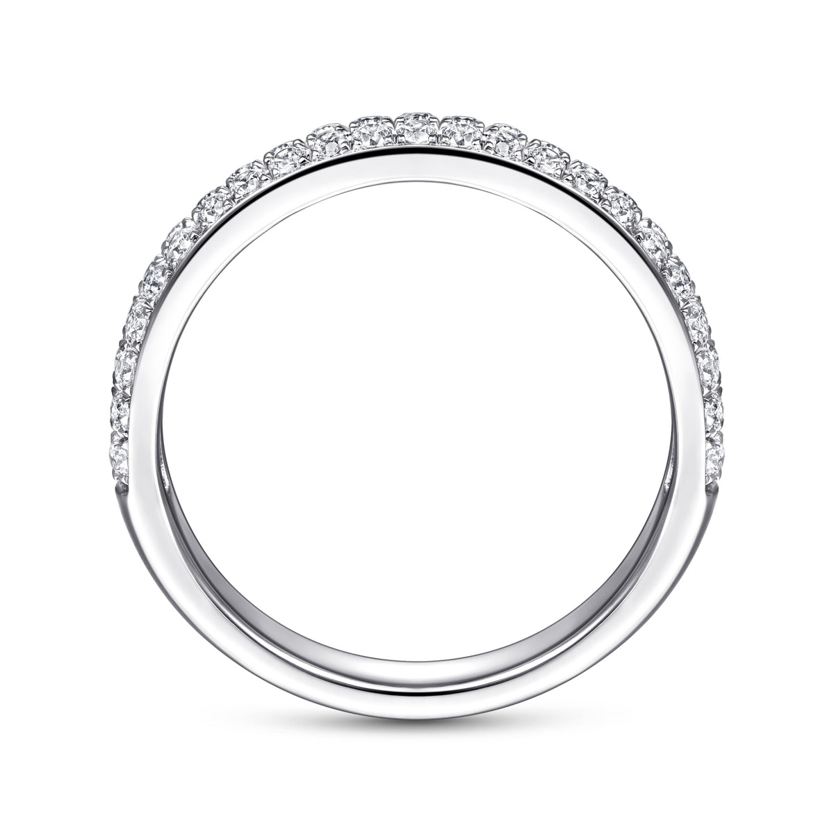 14K White Gold Diamond Pavé Band Ring - View 2