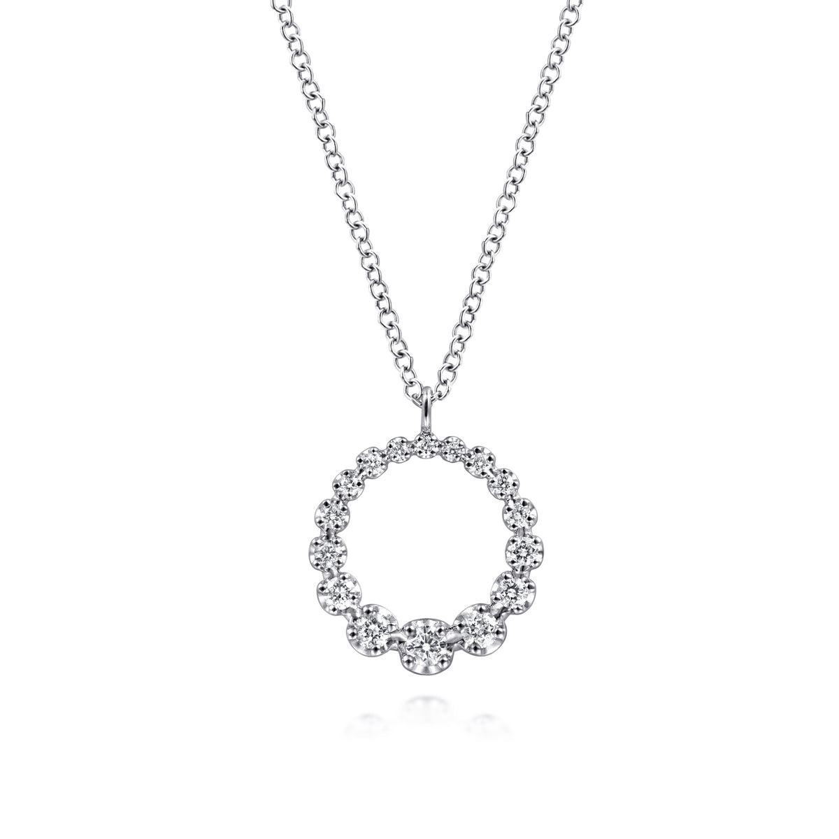 14K White Gold Diamond Pendant Necklace - View 1