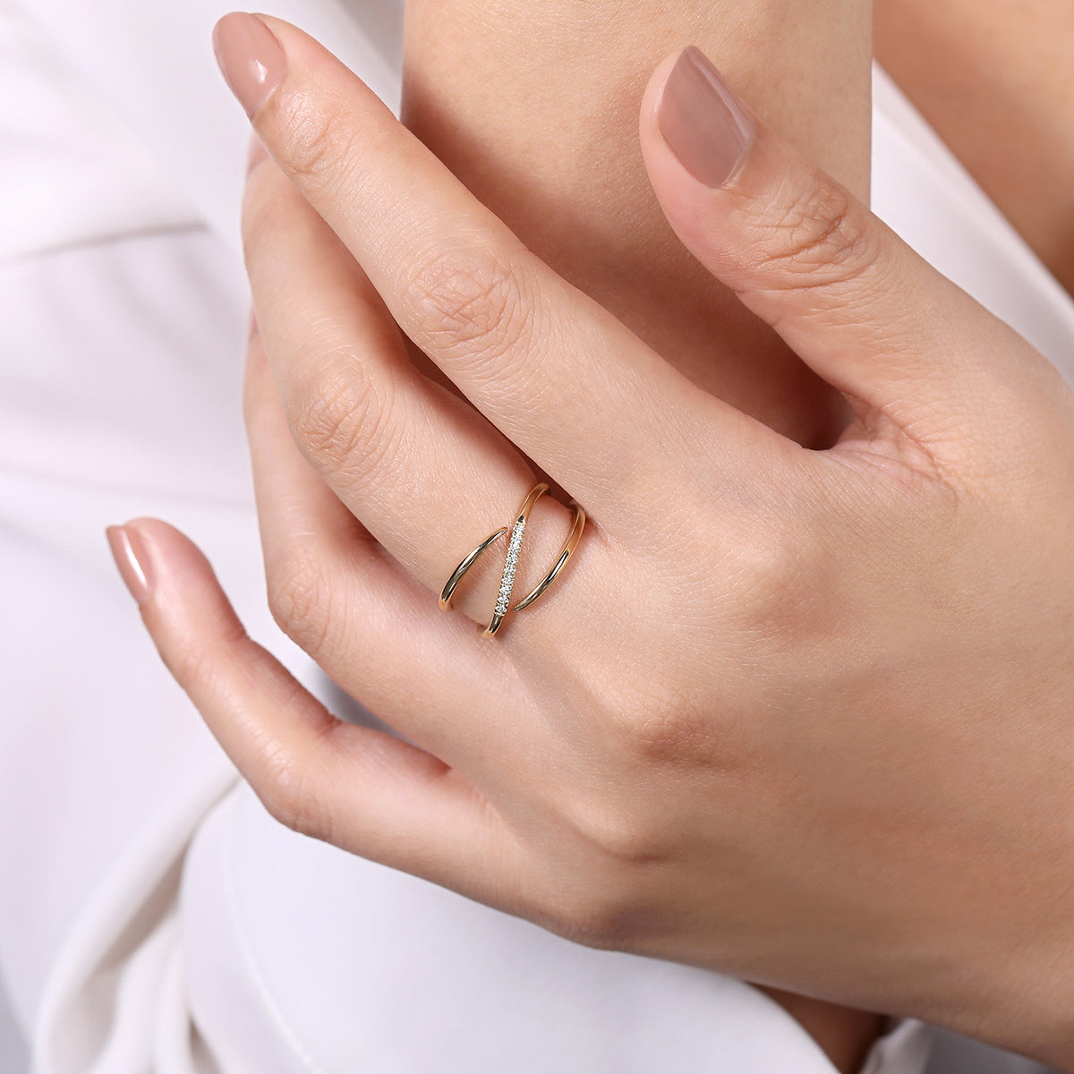 14K Yellow Gold Diamond Wrap Ring - View 5