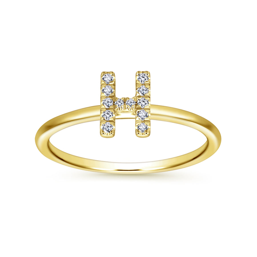 14k Pavé Diamond Uppercase Initial Ring