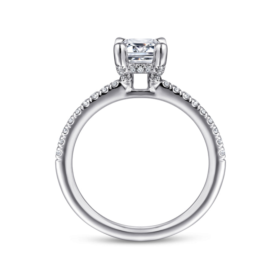 14K White Gold Emerald Cut Diamond Engagement Ring