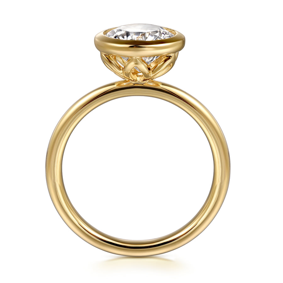 Round Bezel-Set Diamond Engagement Ring