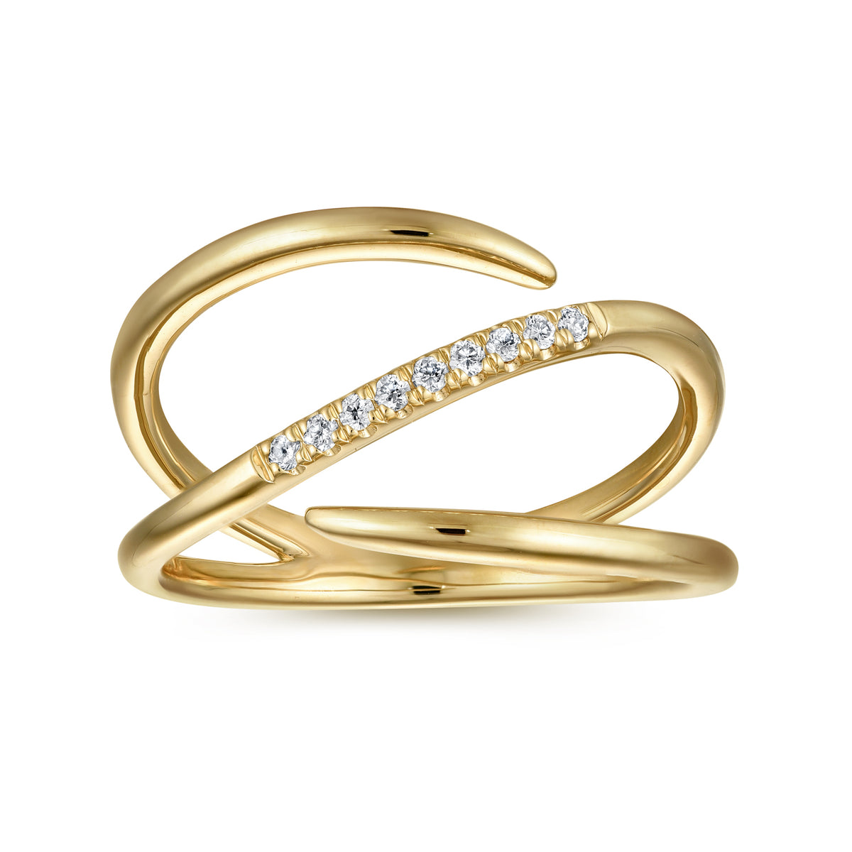 14K Yellow Gold Diamond Wrap Ring - View 4