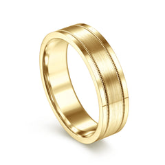 14K Yellow Gold 6mm Men's Wedding Band in Satin Finish thumbnail 3