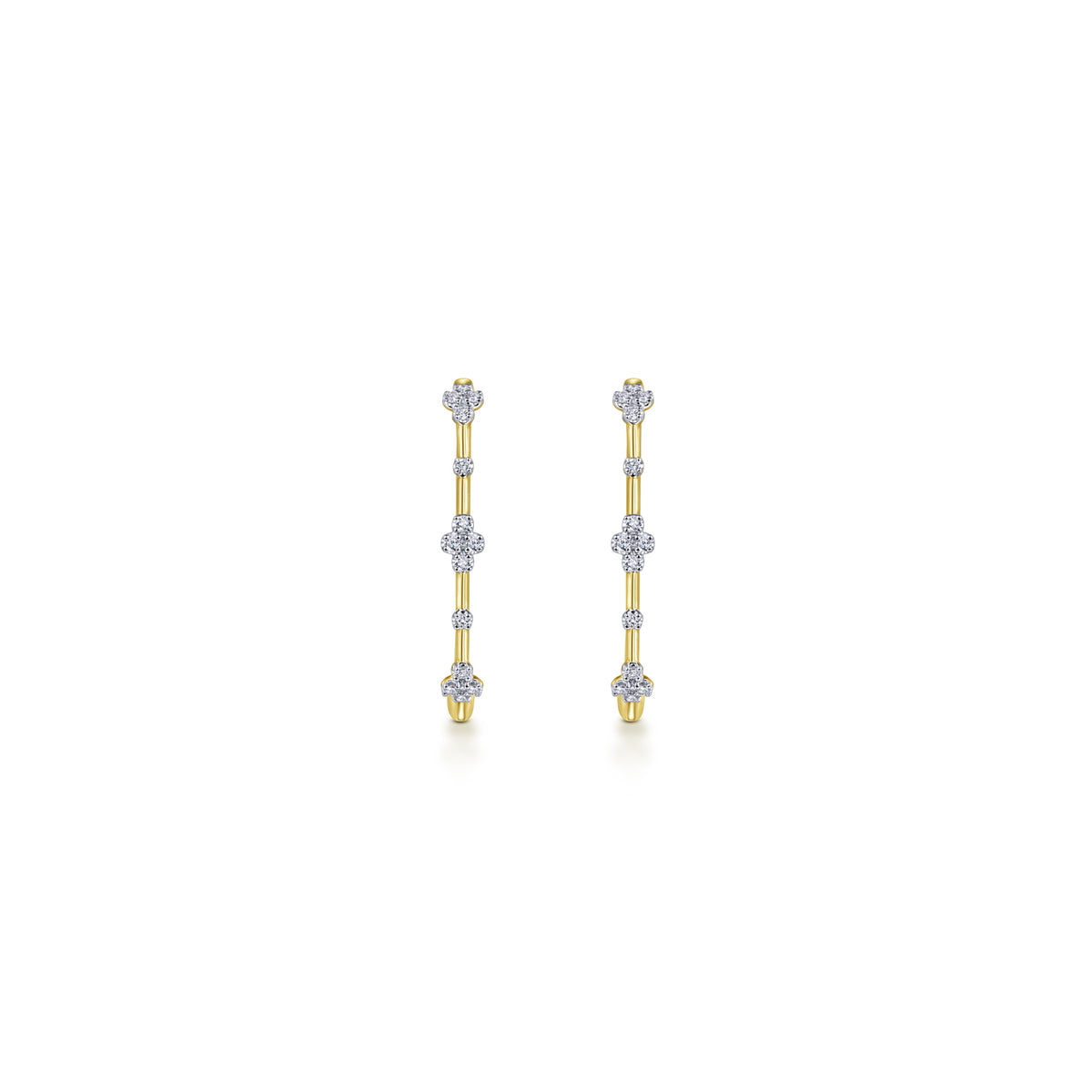 14K Yellow Gold Diamond Classic Hoop Earrings, 20mm - View 3