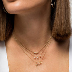 14K Yellow Gold Diamond Bar Necklace, 0.1ct thumbnail 4