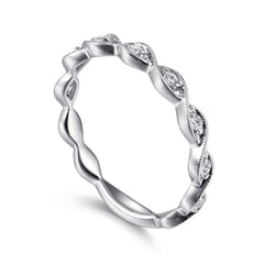 14K White Gold Twisted Diamond Stackable Ring thumbnail 3