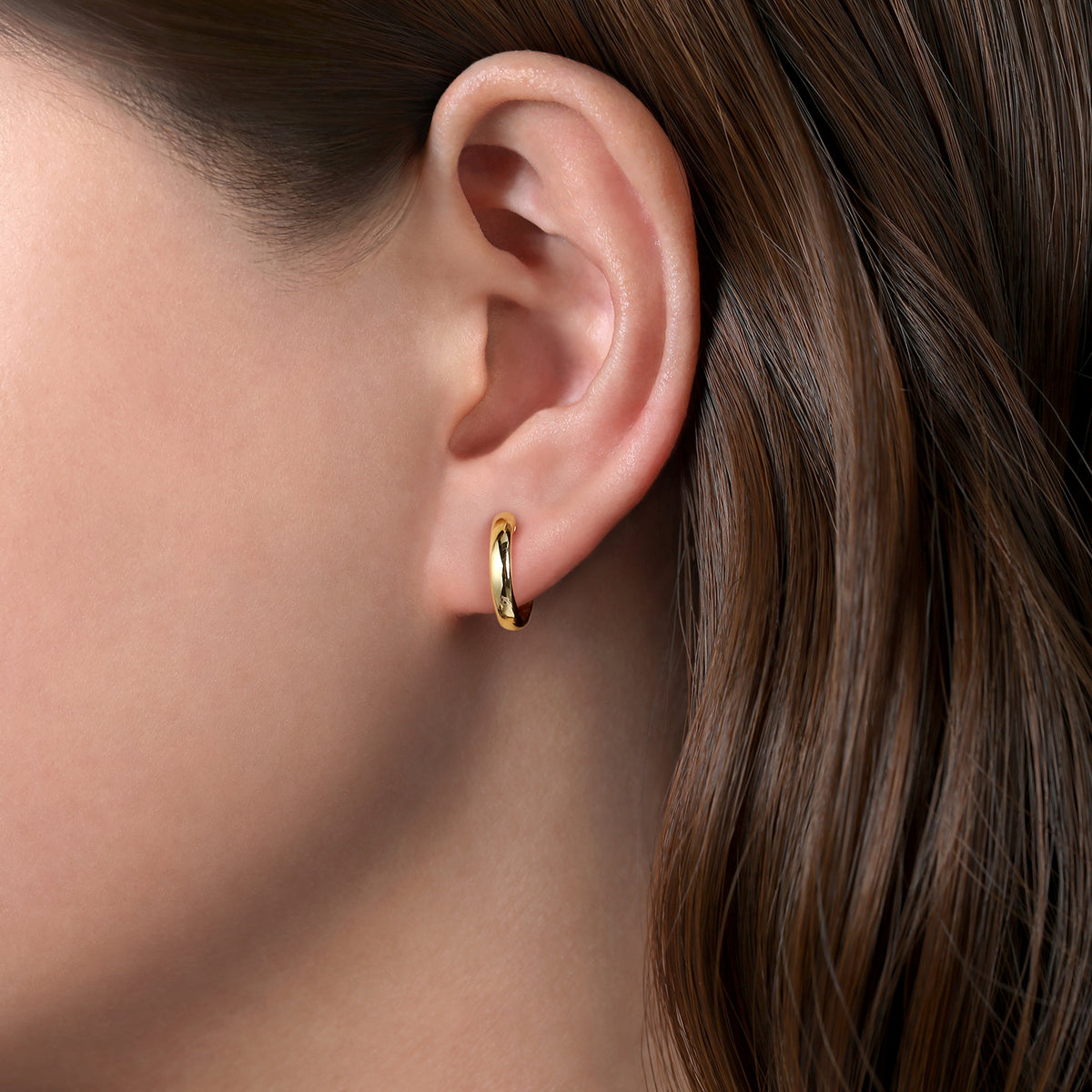 14K Yellow Gold Huggie Earrings - View 2