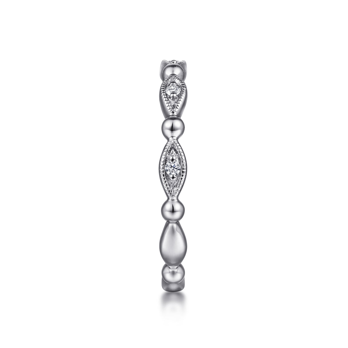 14K White Gold Diamond Stackable Ring - View 4