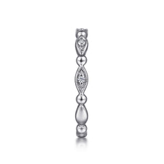 14K White Gold Diamond Stackable Ring thumbnail 4
