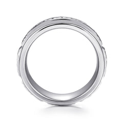 14K White Gold Diamond Men's Wedding Ring in Sand Blast Finish thumbnail 2