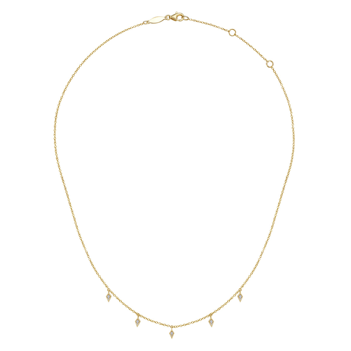 Layered Necklace Droplet 14K Yellow Gold Diamond 0.05ct - View 2