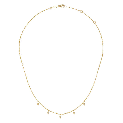 Collier superposé Goutte en Or Jaune 14K Diamant 0,05ct