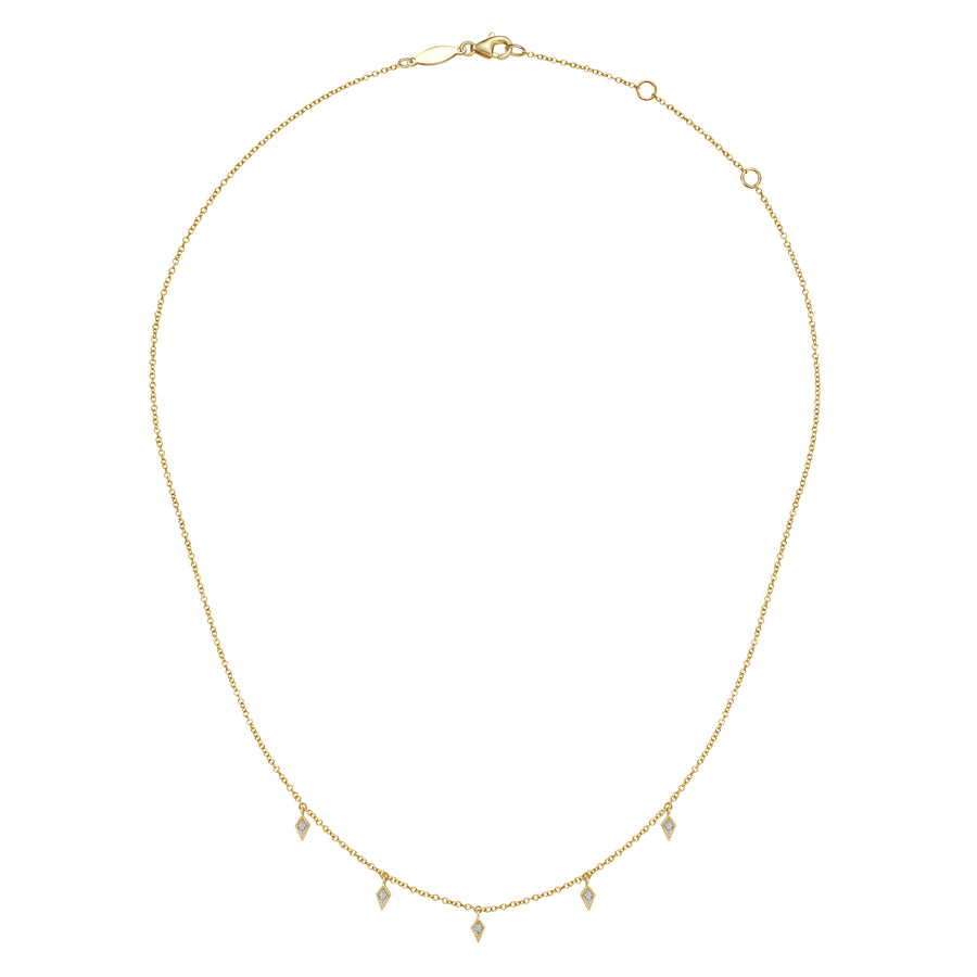 Layered Necklace Droplet 14K Yellow Gold Diamond 0.05ct