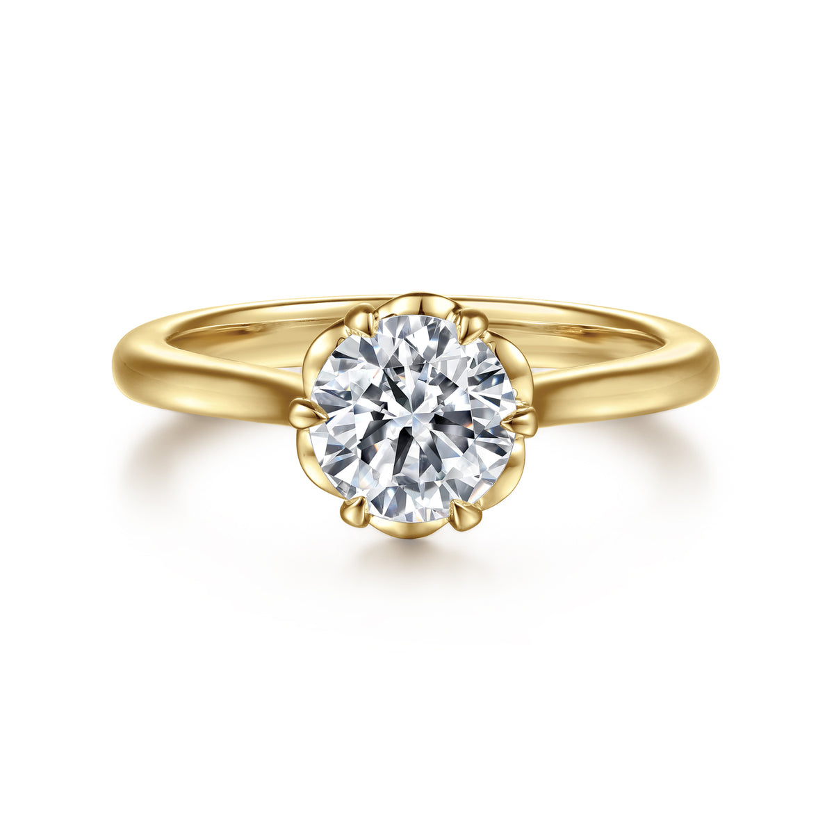 Six-Prong Round Solitaire Diamond Engagement Ring - View 1