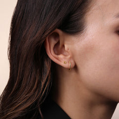14K Yellow Gold Pyramid Stud Earrings thumbnail 4