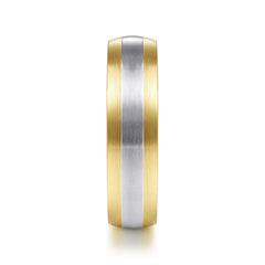 14K White-Yellow Gold 6mm Two Tone Men's Wedding Band in Satin Finish thumbnail 4