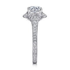 Art Deco Halo Diamond Engagement Ring thumbnail 6