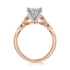 Vintage Inspired 14K White-Rose Gold Split Shank Round Diamond Engagement Ring thumbnail 2
