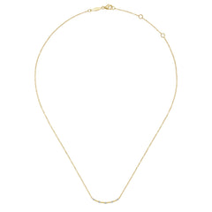 14K Yellow Gold Diamond Stations Bar Necklace thumbnail 2