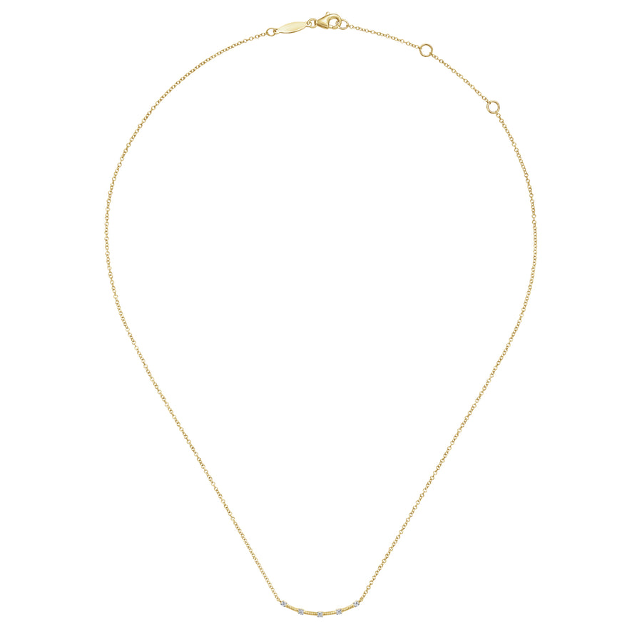 14K Yellow Gold Diamond Stations Bar Necklace