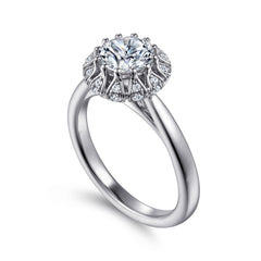 Contemporary Round Halo Diamond Engagement Ring thumbnail 3