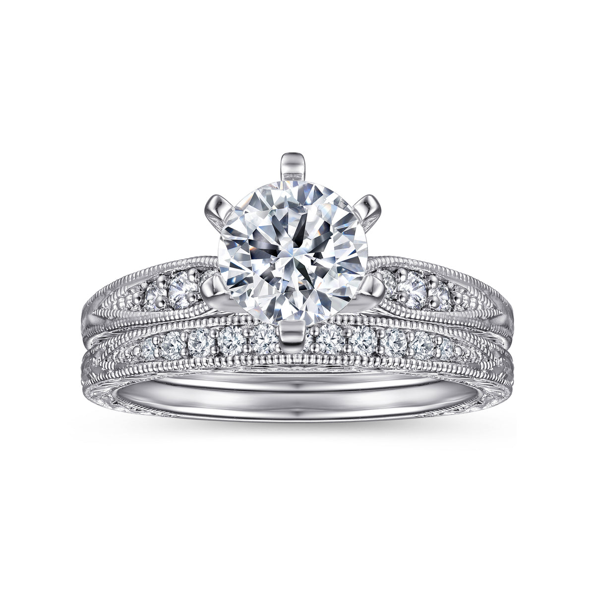 Victorian 14K Gold Round Diamond Engagement Ring - 0.09 CTW - View 4