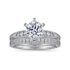 Victorian 14K Gold Round Diamond Engagement Ring - 0.09 CTW thumbnail 4