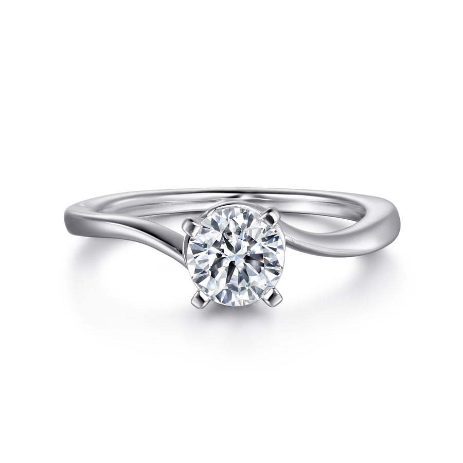 14K White Gold Round Diamond Engagement Ring