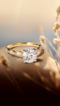 Contemporary 14K Gold Round Diamond Engagement Ring - 0.30 CTW thumbnail 6