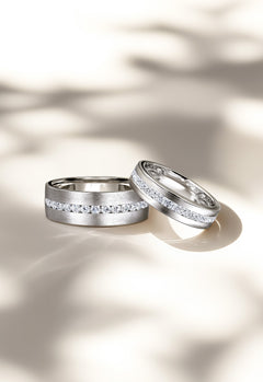 14K White Gold Diamond Men's Wedding Ring in Satin Finish thumbnail 6