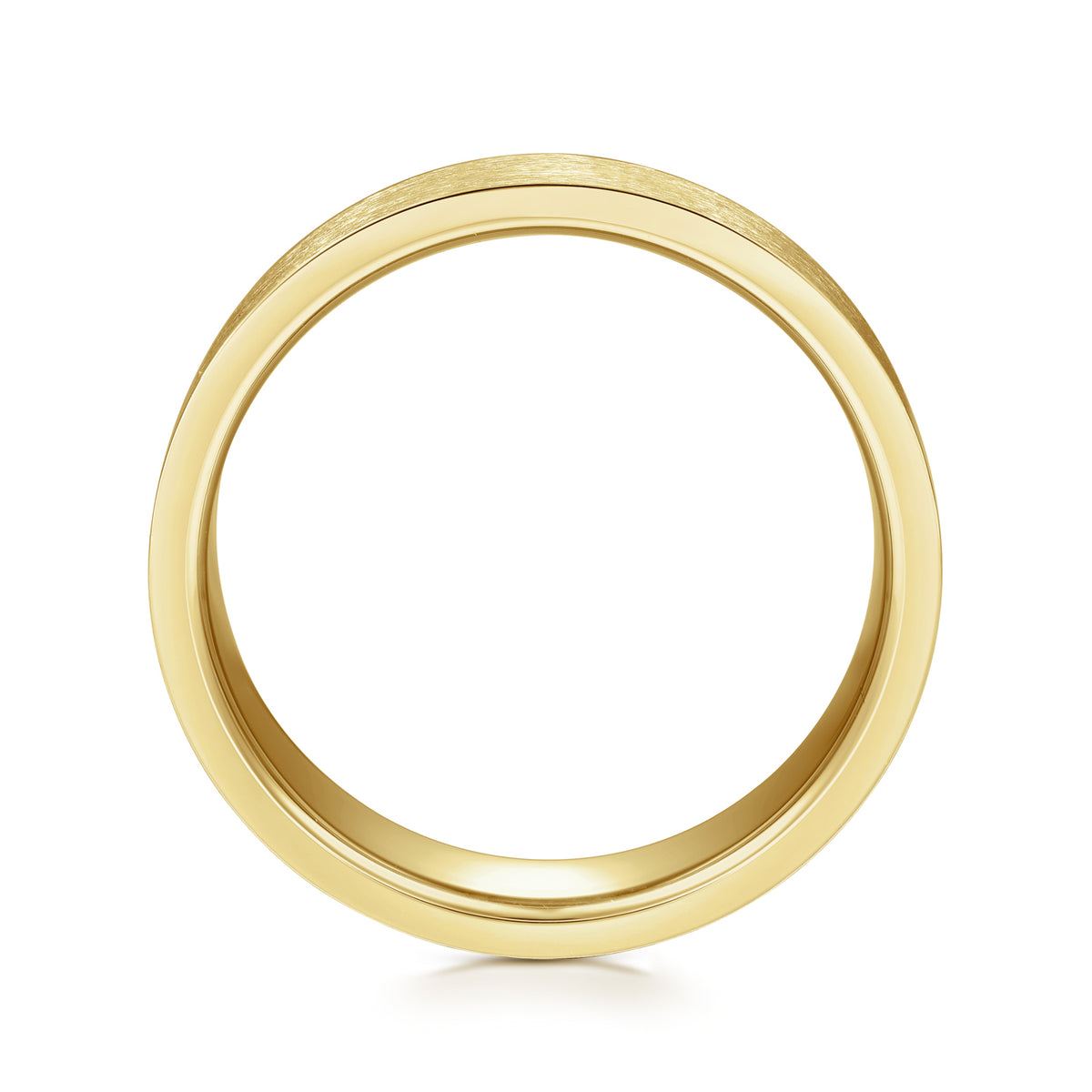 14K Yellow Gold 6mm Men's Wedding Band in Brushed Finish - View 2