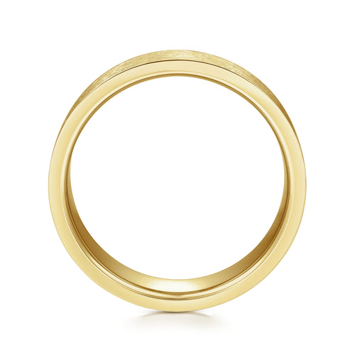 Alliance pour homme en or jaune 14 carats, largeur 6 mm, finition brossée