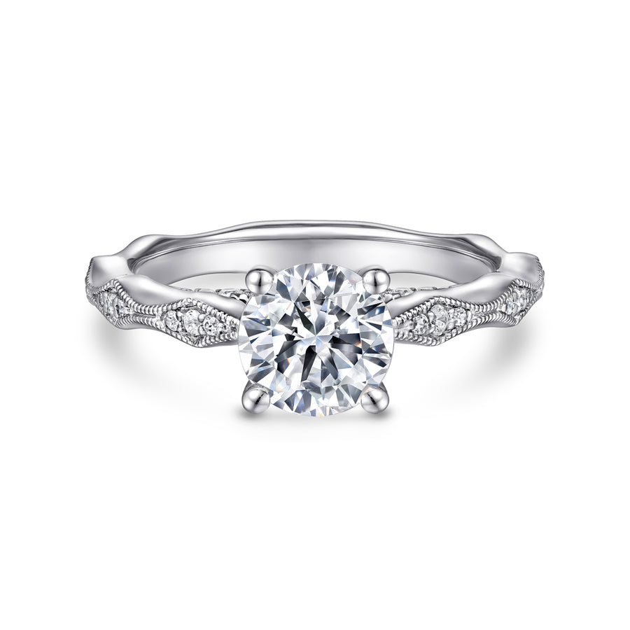 Victorian 14K Gold Round Diamond Engagement Ring - 0.25 CTW