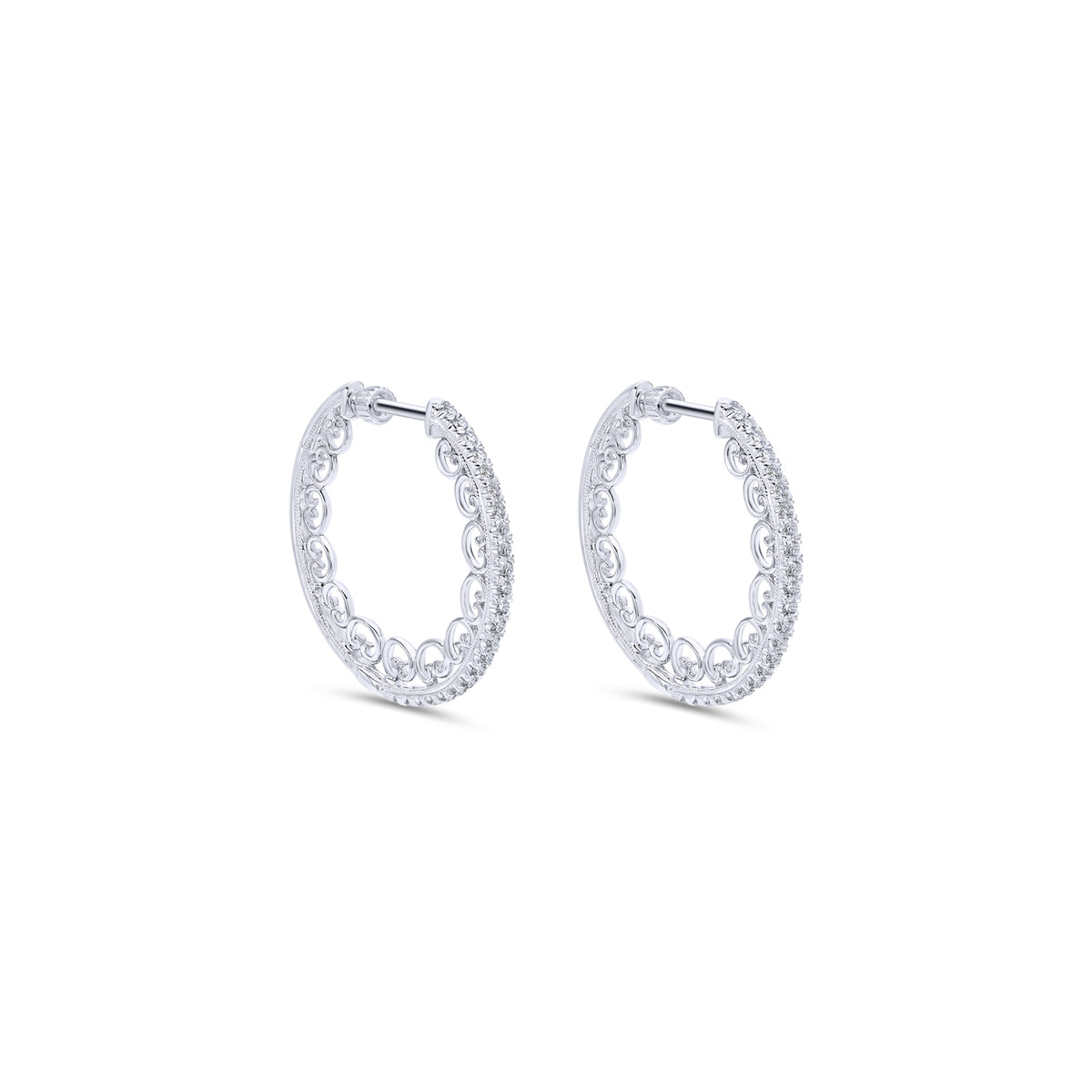 14K White Gold Diamond 20mm Fashion Earrings - View 1