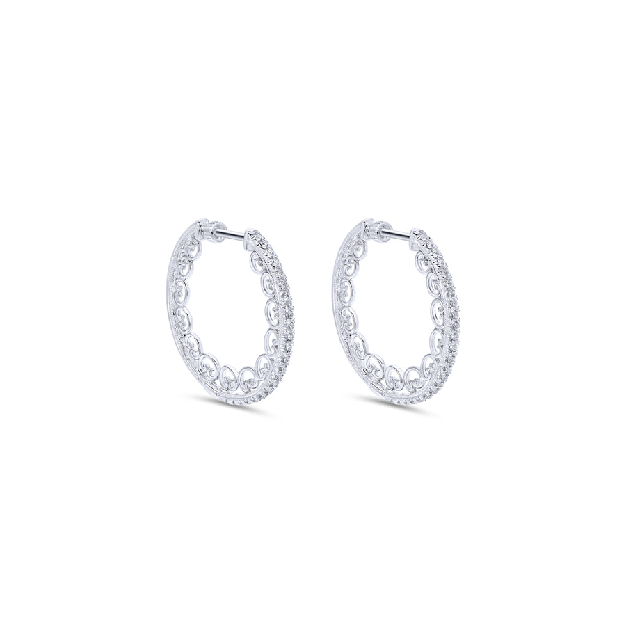 14K White Gold Diamond 20mm Fashion Earrings