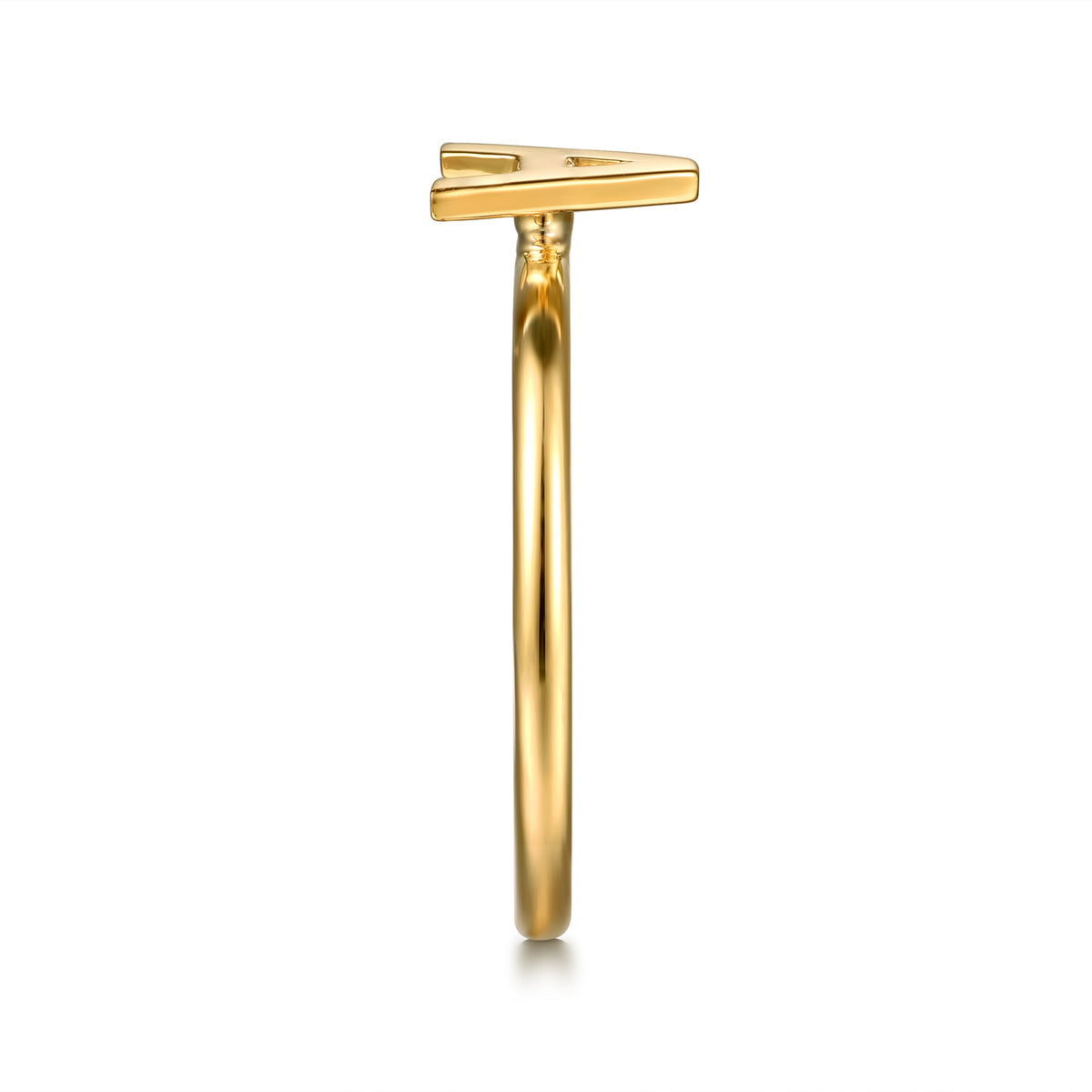 14K Yellow Gold Initial A Stackable Ring - View 4