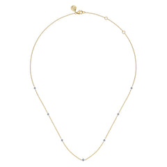 14K Yellow and White Gold Diamond Station Necklace thumbnail 2