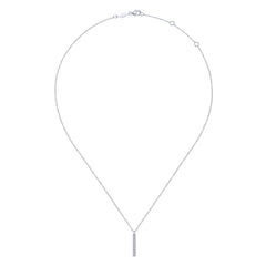 14K White Gold Diamond Bar Pendant Necklace thumbnail 2