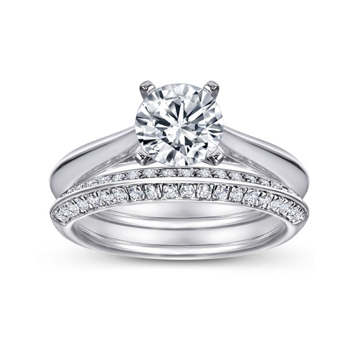 Bague de fiançailles solitaire ronde à anneau fin