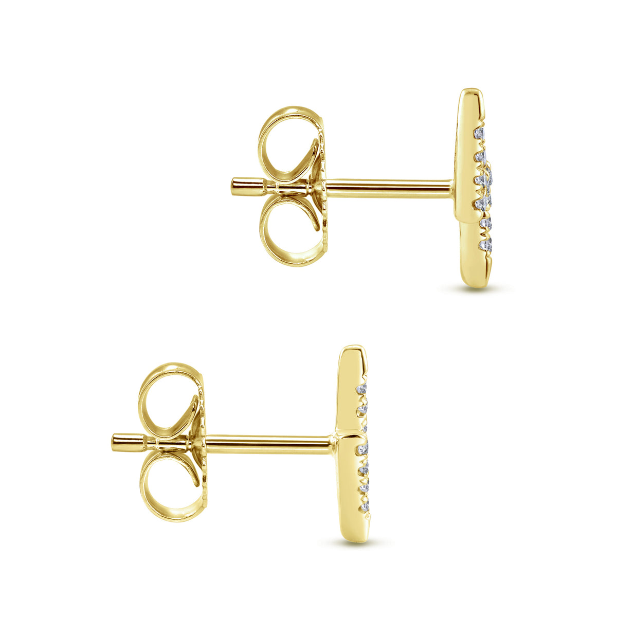 14K Yellow Gold Diamond Lightning Bolt Stud Earrings - View 3