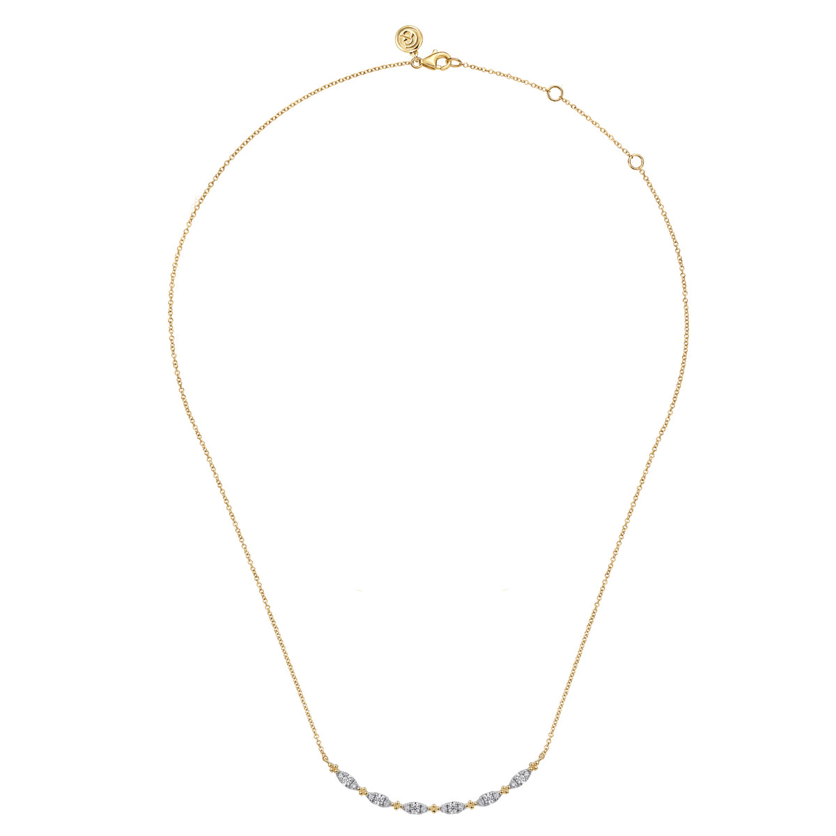 14K Yellow Gold Diamond Bar Necklace - View 2